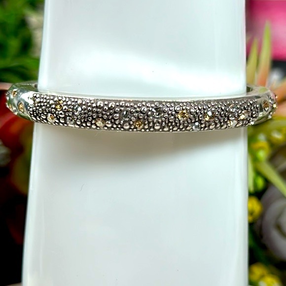 Brighton collectibles Bangle Bracelet silver hinged Swarovski crystals - Picture 3 of 8